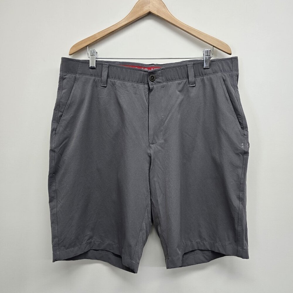 Under Armour HeatGear Shorts Size 40 Loose Fit Gray Comfort Waistband Stretch